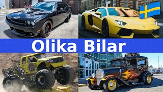 Olika Bilar  Namn amp Ljud  Fordon För Barn  Svenska [upl. by Lilith]