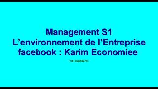 Management S1 quot L’environnement de l’Entreprise quot [upl. by Euridice]