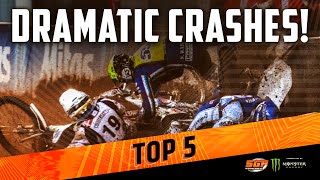 DRAMATIC SPEEDWAY GP CRASHES  FIM Speedway Grand Prix [upl. by Irrol]