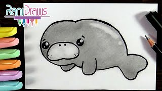 Cómo dibujar un MANATÍ kawaii  How to draw a kawaii MANATEE [upl. by Nuahc867]