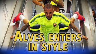 Dani Alves goes down escalator head first ahead of Champions League final [upl. by Alica367]