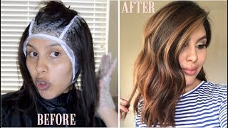 DIY HIGHLIGHTS USING CAP Revlon Frost amp Glow Highlighting Kit [upl. by Fidele]