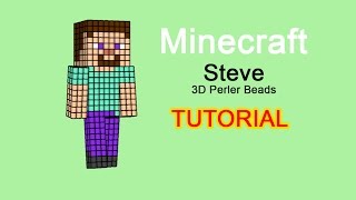 3D perler beads hama beads pyssla Minecraft Steve tutorial [upl. by Obellia]