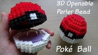 3D Perler Bead Openable Poké Ball Ring Box [upl. by Lem448]