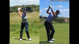 Justin Thomas golf swing  Long Iron faceon amp downtheline July 2017 [upl. by Wane]