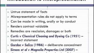 Misrepresentation Lecture 1 of 4 [upl. by Etteluap]