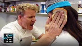 Hells Cafeteria  Gordon Ramsay Grills Julie Chen amp James [upl. by Nogam]