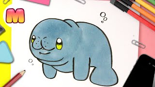 COMO DIBUJAR UN MANATI KAWAII ❤️ dibujos faciles kawaii ❤️ Como dibujar animales [upl. by Willyt]