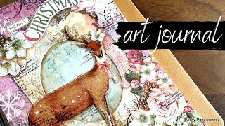 art journal  Stamperia Pink Christmas collection [upl. by Patt143]